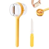 Peeler with Container,3 in 1 Fruit and Vegetable Peeler With Storage Box Multi-Function Double Sided Stainless Steel Fruit Peeler for Home Kitchen, Easy to Clean for Cucumber Potato Carrot (Yellow)