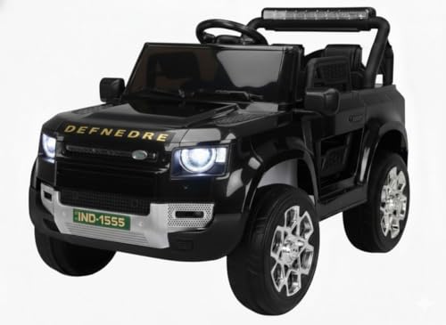 Image of Kids Defender 4X4 Heavy Duty 12V Electric Ride On for Kids with Remote Control 1-7Yrs Car Battery Operated Ride On (Metallic Black)