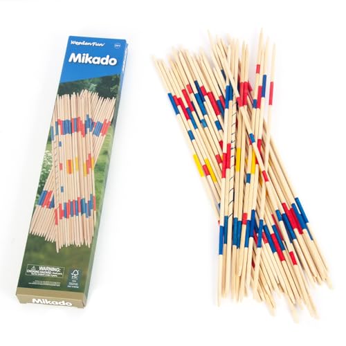 WOODENFUN Jeu Mikado en Bois de 43 cm pour l'Extérieur - Jouet en Bois avec 41 Bâtons à Ramasser pour Enfants de 3 ans et Plus et Adultes - Jeux de Famille...