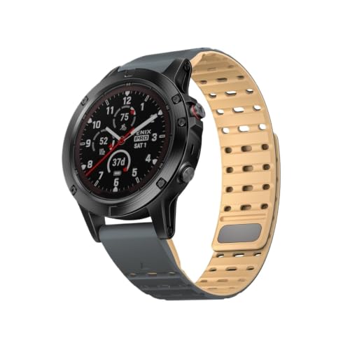guoren Correa de Silicona de 22mm fit for Garmin Fenix ​​E/8 47mm/7/6/5 Forerunner 965/955/Epix2(Yellow,Fenix 5-5 Plus)