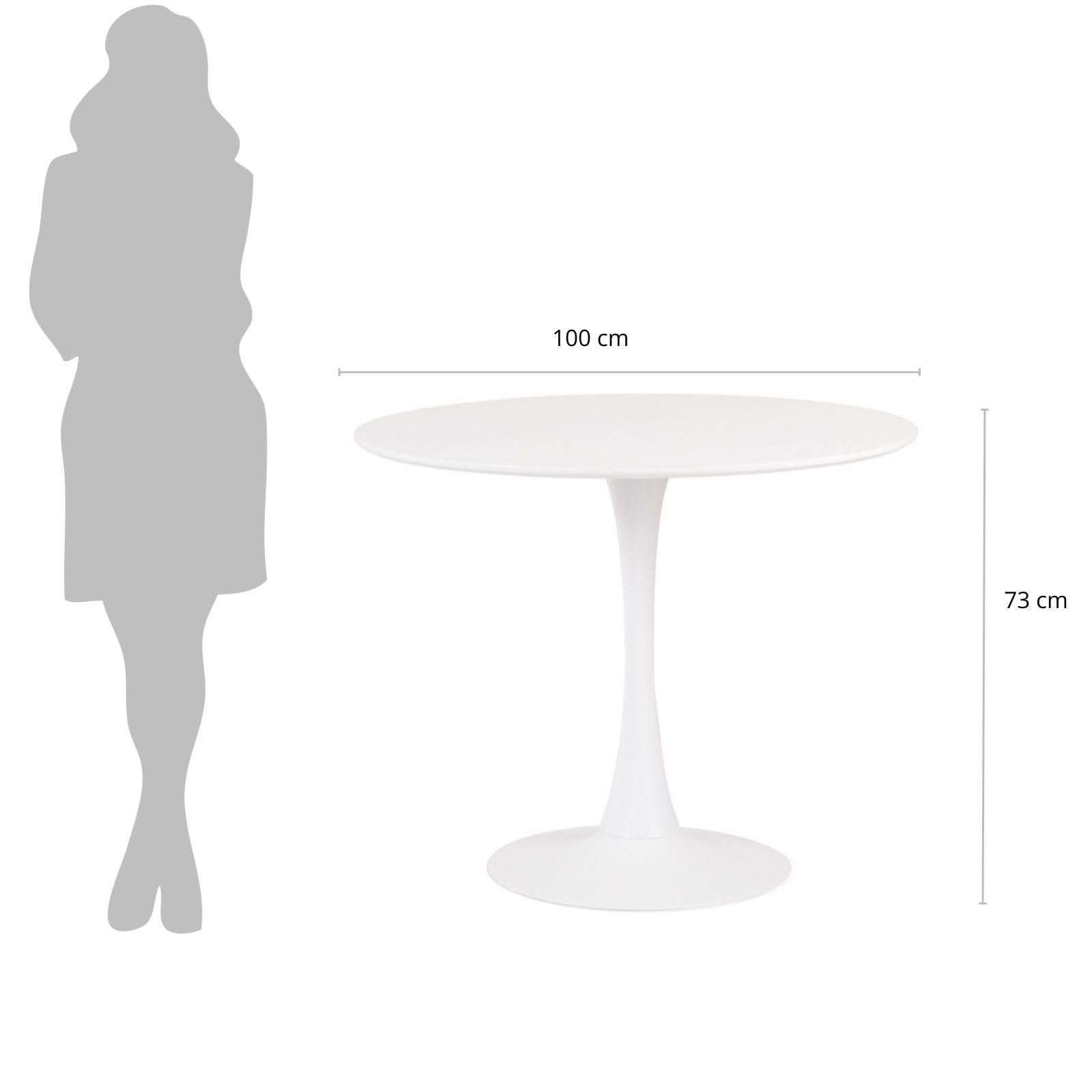 Mesa de Comedor o Cocina Zurich Redonda (Blanco, 100 diámetro)