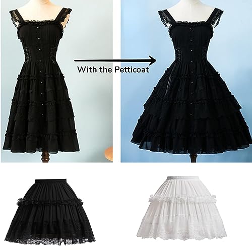 Image of Women Girls Crinoline Petticoat 2 Adjustable Hoop Skirt lace Slips Short Lolita Underskirt for Cosplay Dress