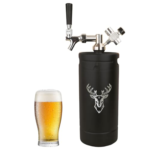 Image of Beer Growler Tap System,128Oz Portable Mini Keg Draft Beer Dispenser with Foldable Funne and Pressure Display,Stainless Steel Pressurized Beer Growler, Leak-Proof Ring, Homebrew, Craft Beer