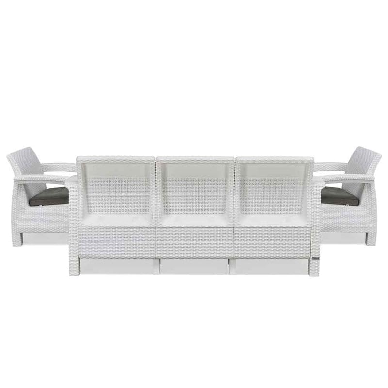 Image of Nilkamal Goa 3+1+1 Seater Plastic Sofa Set with Cushion|Indoor & Outdoor Furniture|Patio Chair Two Seater|Perfect for GardensPoolsideCafesRestaurants and Terraces Milky White & Grey