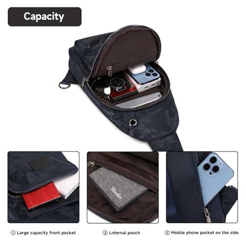 Mochila bandolera reciclada azul oscuro para viaje miniatura 6