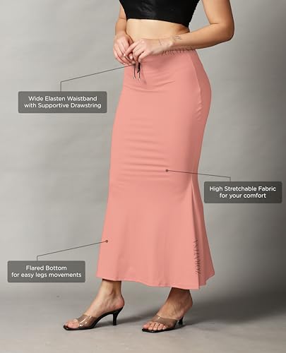 Image of ZORNITSA Cotton Lycra Saree Shapewear Petticoat for Women, Stretchable Saree Shaper Petticoat Inskirt, Shape wear Dress for Saree, Skirts