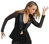 Balera Womens Mesh Sleeve Tuxedo Menswear Jacket for Dance Black