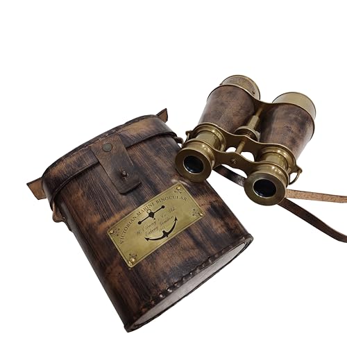 Binoculares Antiguos de Latón 15x con Correa de Cuero Marrón miniatura 4