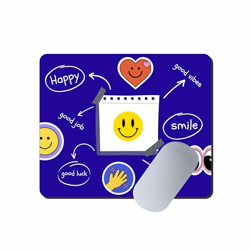 Image of Cute Smile Mouse Pad 9 x 7.5 Inch - Happy Vibes Desk Mousepad with Non-Slip Rubber Base for Office, Home & Study