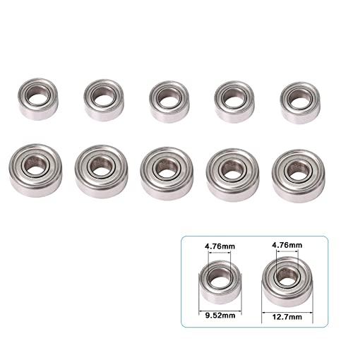 Ersatz-Kugellager Für Oberfräsen-Bit, 10 Stück Kugellager In 2 Größen, Reparaturzubehör, 4,76 * 9,52 4,76 * 12, 5 Werkzeug-Set Schraube, 10 Stück Für Drehbänke Motoren Fräsmaschinen