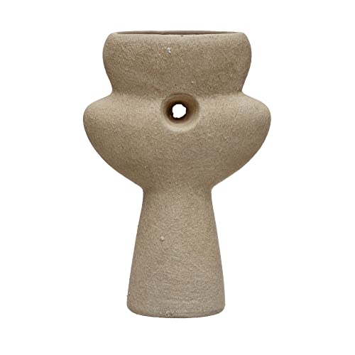 Bloomingville Terra-Cotta Sculptural, Natural Sand Finish Vase, Grey (AH1761)