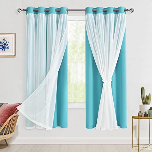 Hiasan Blackout Curtains with Sheer Overlay, Thermal Insulated Privacy Mix
