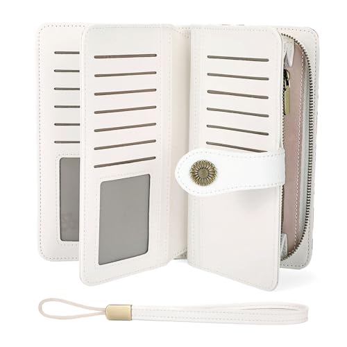 Image of FALAN MULE Wallets for Women Trifold Wristlet Wallets Large Capacity RFID Blocking Ladies Purse Credit Card Holder