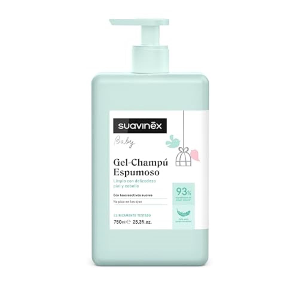 Suavinex, Confezione cosmetica di grande formato. Include: gel shampoo delicato 750 ml + latte idratante 750 ml + pomata pannolino 50 ml + confezione salviettine 25 pz. Pack Neonato Neonato, 4