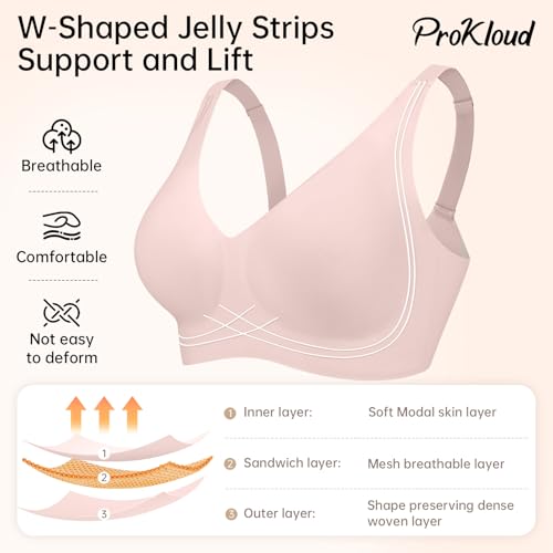 Image of ProKloud WirelessTriangle Bralettes for Women Plunge Unlined Unpadded Bras | No Underwire Comfortable Everyday Tshirt Bra,Hook and Eye Closure