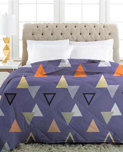 Image of Amazon Brand - Umi Reversible Super Soft Double Bed AC Comforter /Blanket /Quilt /Rajai 220 GSM Microfiber Diamond Stitch (90 inch x 100 inch Inches /228cm x 254cm) - Comforter Double Bed|Blue & White & Orange