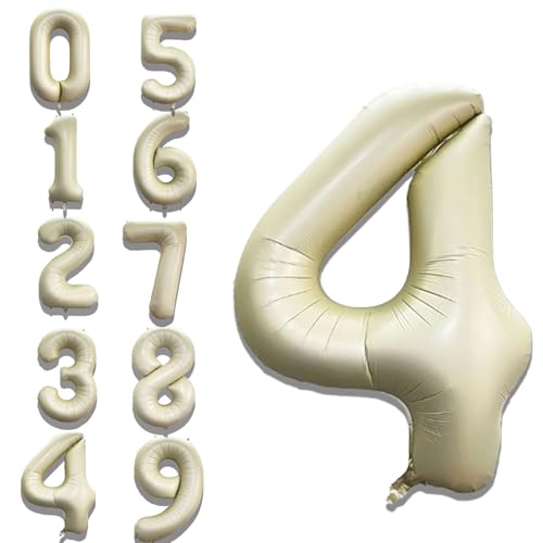 Image of Solid White 4 / four Number Foil Balloons 32 inch Birthday Party Decoration Helium Supported
