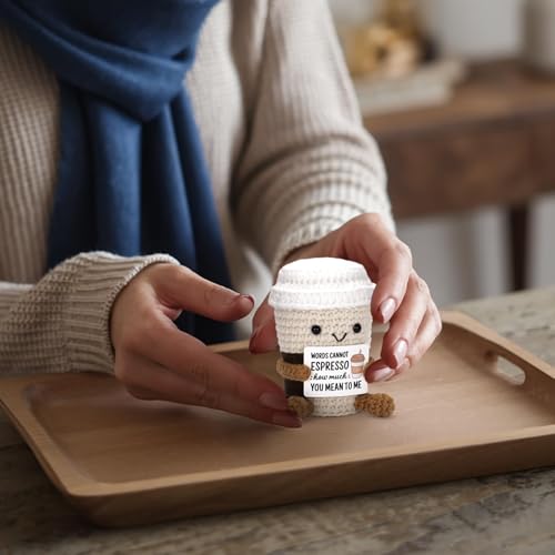 Leuke Cadeaus voor Vrouwen - Emotionele Steun Haak Koffiepop, Cadeau voor Koffieliefhebbers & Geluksbrenger, Ornament voor Vrouwen & Meisjes - Afbeelding 5