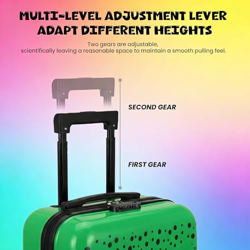 Image of Shamax Kids Luggage Hard Shell Trolley Bag with Spinner Wheels | Lightweight Suitcase for Girls Travel & School Trips Cabin Luggage, 360 Wheels & Adjustable Handle (Green) (Kid /Luggage /Croco)
