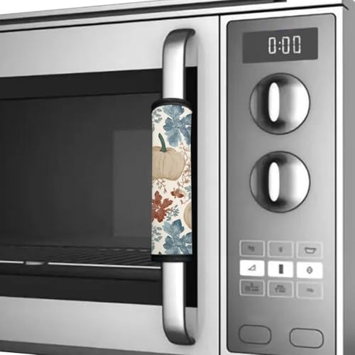 Image of Dreaweet Pumpkin Pattern Refrigerator Door Handle Covers Fall Kitchen Decor Fridge Handle Covers Set of 4 Washable Kitchen Appliance Protector for Oven Dishwashers Microwave
