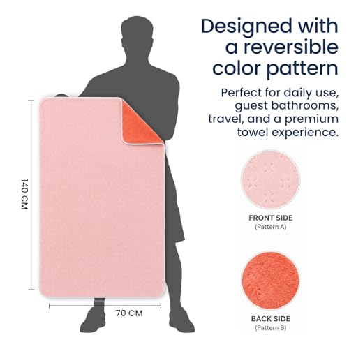 Image of MAXOSHINE Microfiber Towels for Bath Large Size-Reversible Bath Towel for Men and Women-Soft Coral Fleece Towel with Hook 600 GSM Quick Dry Super Absorbent-70 x 140 cm