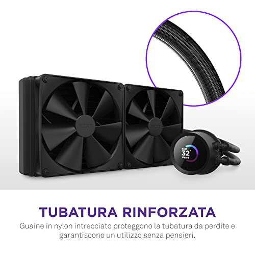 Kraken 280 - RL-KN280-B1-280mm AIO CPU Liquid Cooler - Customizable 1.54" Square LCD Display for Images, Performance Metrics and More - 2 x F140P Fans - Black - Sistema di raffreddamento - Immagine 6