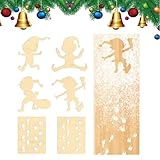 6pezzi stencil gnomi natalizi, elfo stencil impronte, gnomo elfo di natale stencil, impronte elfo natale, impronte di gnomi stencil, adatto per pavimenti, pavimenti di porte in vetro, riutilizzabile