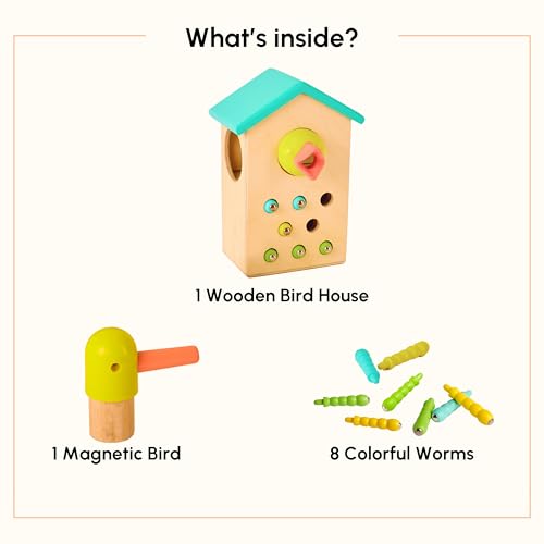 Image of Curious Cub Magnetic Bird Feeder, Montessori Magnet Toys for Kids | Wooden House Shape 2+ Years Kids Activity Toy, Improves Hand-Eye Reflexes, Colorful Educational Montessori Game for Toddlers