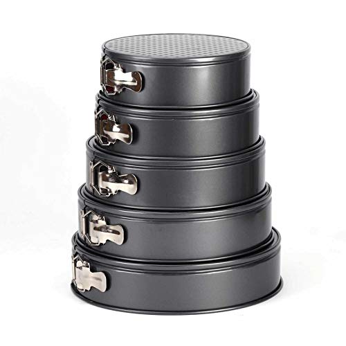 DHOUSE Ronde Moule à Cake Set Plateau-Moule à manqué Classic Plus 5pcs-Fuite Ressort Forme Moule à Cake avec Fond Amovible Cover