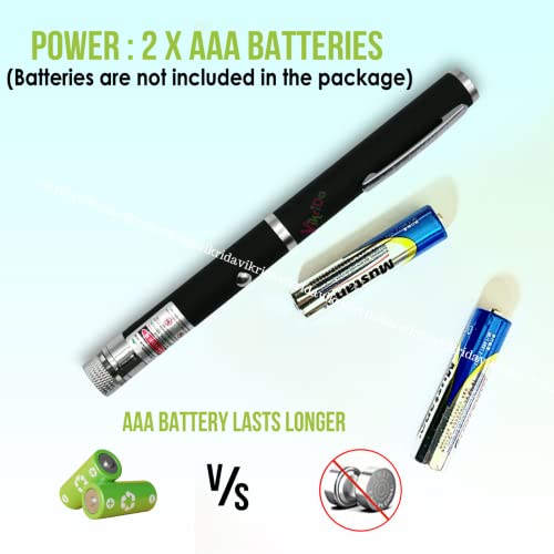 Image of VikriDA Green Laser Pointer Pen 5mW High Visibility Beam | Portable Laser Light Pen for Presentation, Teaching, Astronomy & Outdoor Use | Long Range Laser Pointer for Office, School & Events