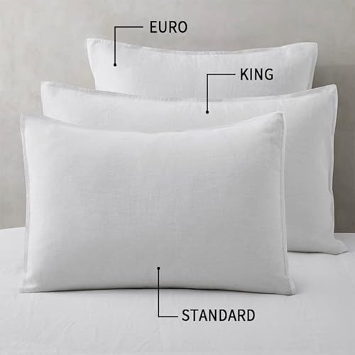 Atlinia Linen Pillow Cases Standard Sham - 20 X 26 Inch Bed Pillow Protector Cover Set Of 2 Bedding Cooling Neutral Pillowcase Shams White #TOP1