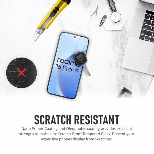 Image of SupCares Tempered Glass for Realme 16 Pro (6.78 Inch) With Installation Kit | 9H Edge to Edge Screen Protector | Black