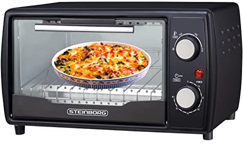Foto von Ecosa Mini Backofen | 1000 Watt | 10 Liter | inkl. Backblech und Grillrost | Pizzaofen | 90°-230°C | 60 min. Timer | aufklappbares Krümelblech | Minibackofen | Backofen | Kleiner Backofen