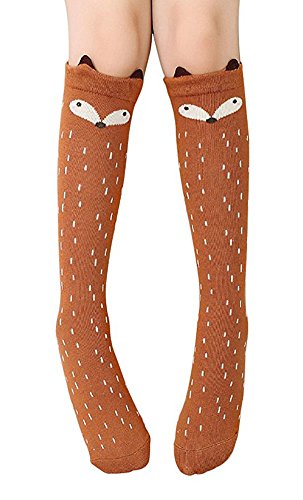 BOWKITE Girls Knee High Sock,Cotton Catroon Animal Bear Cat Fox Over Calf Stockings