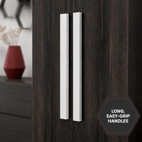 Image of Bniture 2 Door Wooden Wardrobe for Bedroom | Almirah for Clothes with 4 Shelves, Engineered Wood Wardrobe for Clothes | Cupboard for Bedroom (46D x 80W x 182H CM) | 3 Years Warranty (Flower Wenge)