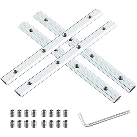 VORXEON 4 x Track Connectors 3030 Aluminium Profile Connectors with M6 Nut 8 Screws (16 Pieces) for Construction Profiles Aluminium Profile Strut Profile Cover