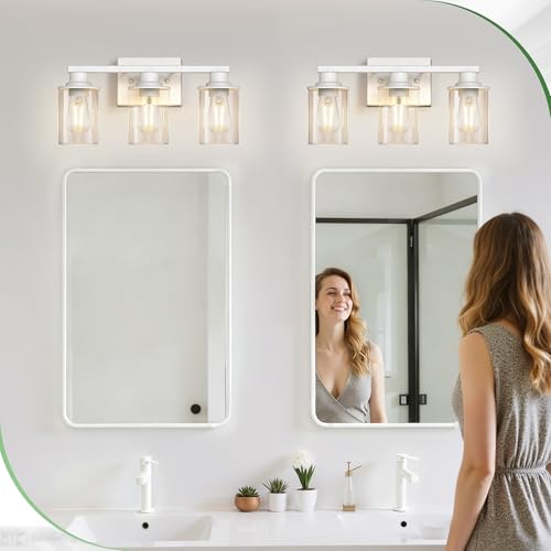 Image of DORESshop 17 Inch 3-Light Vintage Ivory Bathroom Vanity Light