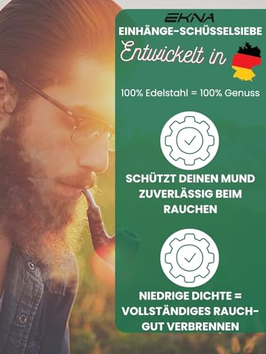 EKNA Bong Sieb - 10 Premium Schuesselsiebe 15mm - Kugelsieb grob & Rauch Filter - Einhängesiebe für Glasbong & Pfeifen mit Rand (10 Stück)