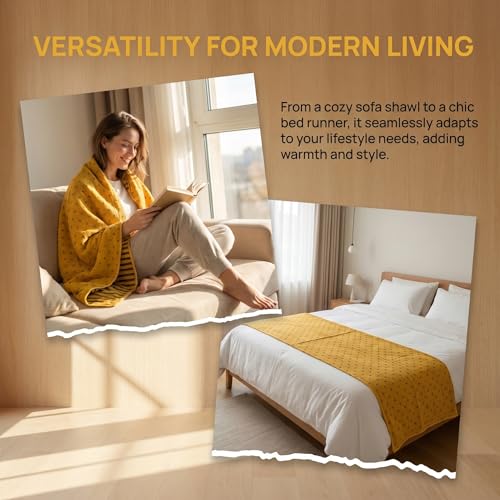 Image of SANACYNA Muslin Blankets for Adults 100% Cotton 6-Layer Gauze Yellow Geometric Bed Blanket Lightweight Soft and Breathable King Blanket for Sofa Bed Coverlet Both Sides (Yellow, King 90 inch X 104 inch)