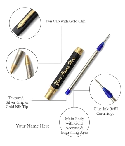 Image of Roshfort Luxury Pen - Customized Personalized Pens with Company Name Logo - Elegant Writing Instrument for Corporate Gifts. WhatsApp +91 9631056748 (Classic Gold Black)