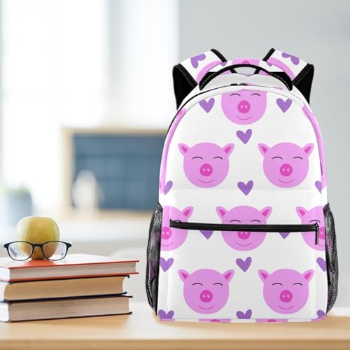 Sac à dos d'école motif cochon multicolore et ultra résistant - 5