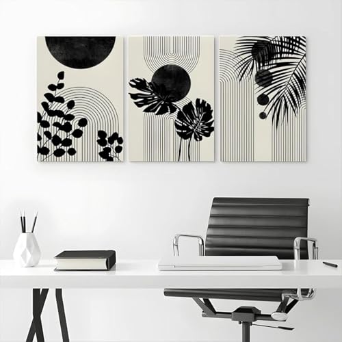 Formes abstraites végétales en décoration murale moderne triptyque 60 x 80 cm - 3