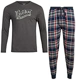 Lucky Brand Men's Pajama Set - Long Sleeve T-Shirt and Jogger Lounge Pants (2 Pack), Size Medium,...