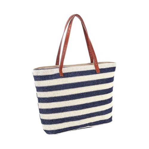 Bolso de hombro tejido de playa para mujer, bolso de mano de verano para hombre, Blue, Talla única