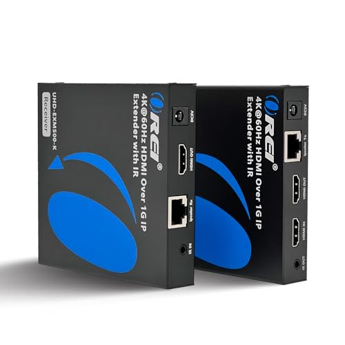 Image of OREI 4K HDMI Extender Over IP CAT6 4K@60Hz One to Many Upto 500 Feet, Loop Out - Send to Multiple Location Over 1G Switch (UHD-EXM500-K)
