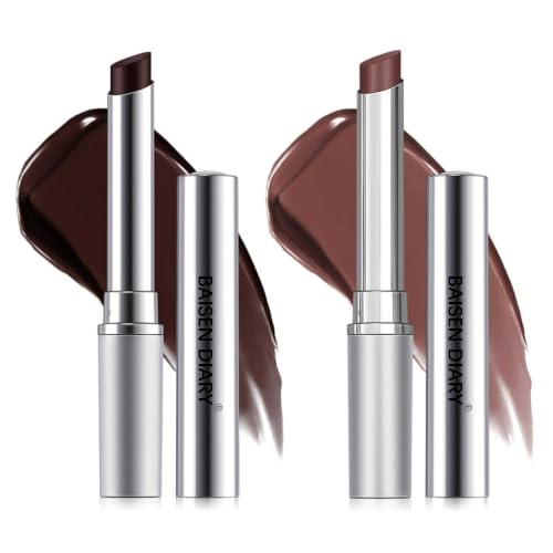 BAISEN DIARY black and nude tinted lip balm duo — the two-piece set that pairs a pigmented black-cherry tint with a wearable nude