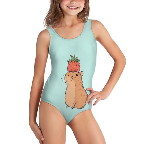 YEXIATODO Girls One Piece Swimsuits Kawaii Cute Bathing Suit for Kids Sleeveless Hawaiian Swimwear Swim Suit 5-14 Years