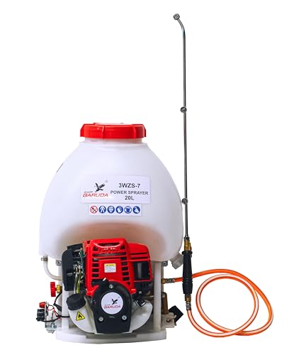 Image of Power Sprayer - 36CC 4Stroke Petrol Engine Spray Pump for Agriculture, Farming, Fertilizer, Pesticide & Chemical Knapsack Portable Spraying Machine 20 Litre Tank Capacity with Gun