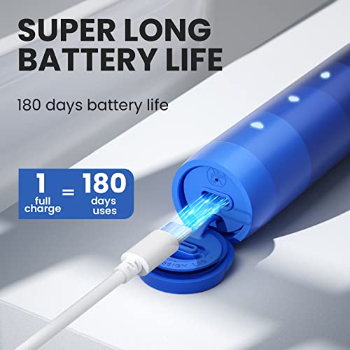 Oclean Electric Toothbrush For 180 Days Battery Life, Electronic Toothbrush For Adults Of 5 Modes, Sonic Toothbrush W Smart Timer, One Charge For 180 Days, Ipx7 Waterproof Electric Toothbrush-Blue #TOP1