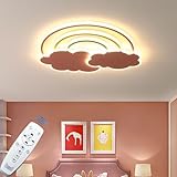 MDJYGB Dimmable LED Flush Mount Ceiling Light Fixture with Remote Control, 19.7Inch 36W Pink Cloud Rainbow Modern Ceiling Lamp for Girl Room Baby Kids Room Bedroom Nursery Dining Room Kitchen